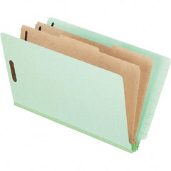 Pendaflex - 8-1/2 x 14", Legal, Pale Green, Classification Folders with End Tab Fastener - 25 Point Stock, End Tab Cut Location - Best Tool & Supply