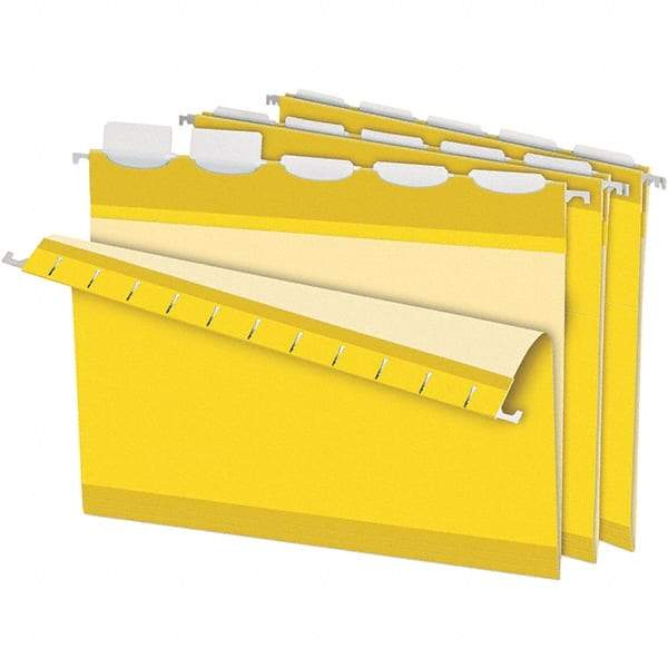 Pendaflex - 8-1/2 x 11", Letter Size, Yellow, Hanging File Folder - 11 Point Stock, 1/5 Tab Cut Location - Best Tool & Supply