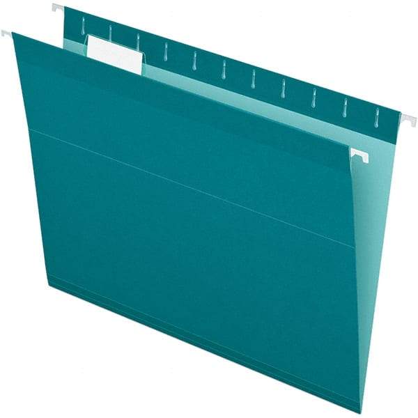 Pendaflex - 8-1/2 x 11", Letter Size, Teal, Hanging File Folder - 11 Point Stock, 1/5 Tab Cut Location - Best Tool & Supply