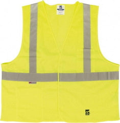 Viking - Size L/XL High Visibility Green Mesh Public Safety Vest - 43 to 46" Chest, ANSI 107-2015 Type R Class 2, Hook & Loop Closure, 2 Pockets, Polyester - Best Tool & Supply