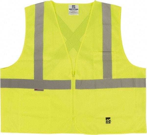 Viking - Size 4X/5XL High Visibility Green Solid Public Safety Vest - 58 to 60" Chest, ANSI 107-2015 Type R Class 2, Zipper Closure, 2 Pockets, Polyester - Best Tool & Supply