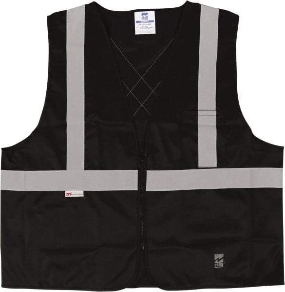 Viking - Size S/M High Visibility Black Solid Public Safety Vest - 37 to 39" Chest, ANSI 107-2015 Type R Class 2, Zipper Closure, 2 Pockets, Polyester - Best Tool & Supply