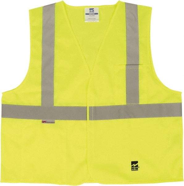 Viking - Size S/M High Visibility Green Solid Public Safety Vest - 37 to 39" Chest, ANSI 107-2015 Type R Class 2, Hook & Loop Closure, 2 Pockets, Polyester - Best Tool & Supply