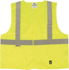 Viking - Size S/M High Visibility Green Solid Public Safety Vest - 37 to 39" Chest, ANSI 107-2015 Type R Class 2, Hook & Loop Closure, 2 Pockets, Polyester - Best Tool & Supply