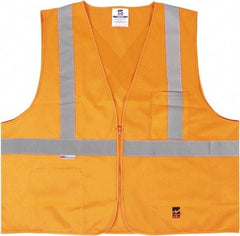 Viking - Size 2X/3XL High Visibility Orange Solid Public Safety Vest - 51 to 55" Chest, ANSI 107-2015 Type R Class 2, Zipper Closure, 2 Pockets, Polyester - Best Tool & Supply