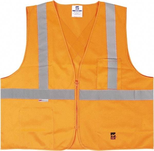 Viking - Size L/XL High Visibility Orange Solid Public Safety Vest - 43 to 46" Chest, ANSI 107-2015 Type R Class 2, Zipper Closure, 2 Pockets, Polyester - Best Tool & Supply