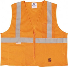 Viking - Size 2X/3XL High Visibility Orange Mesh Public Safety Vest - 51 to 55" Chest, ANSI 107-2015 Type R Class 2, Zipper Closure, 2 Pockets, Polyester - Best Tool & Supply