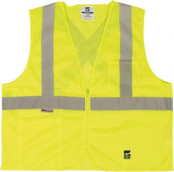 Viking - Size L/XL High Visibility Green Mesh Public Safety Vest - 43 to 46" Chest, ANSI 107-2015 Type R Class 2, Zipper Closure, 2 Pockets, Polyester - Best Tool & Supply