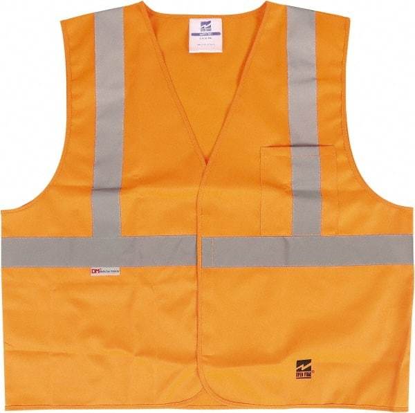 Viking - Size S/M High Visibility Orange Solid Public Safety Vest - 37 to 39" Chest, ANSI 107-2015 Type R Class 2, Hook & Loop Closure, 2 Pockets, Polyester - Best Tool & Supply