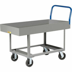 Little Giant - 2,000 Lb Capacity Steel Platform Truck - Steel Deck, 30" OAW, 49-1/2" Platform Length, Mold On Rubber Casters - Best Tool & Supply