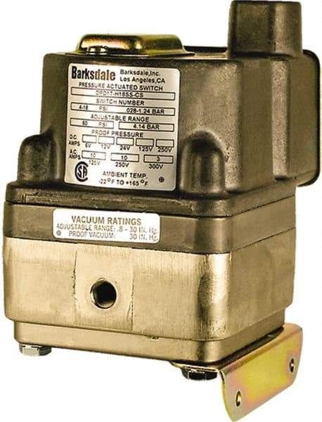 Barksdale - 1.5 to 150 psi Adjustable Range, 300 Max psi, Differential Pressure Switch - 1/8 NPT Female, 18in Free Leads, 2 x SPDT Contact, 300SS Wetted Parts, 0.5% Repeatability - Best Tool & Supply