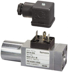 Barksdale - 90 to 725 psi Adjustable Range, 4,350 Max psi, Compact Pressure Switch - 1/4 NPT Female, DIN 43650, SPDT Contact, SS Wetted Parts, 2% Repeatability - Best Tool & Supply