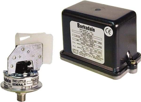 Barksdale - 1.5 to 15 psi Adjustable Range, 100 Max psi, Low Pressure Vacuum Switches - 1/8 NPT Male, Terminals, SPST/ NO Contact, 304SS Wetted Parts, 2% Repeatability - Best Tool & Supply