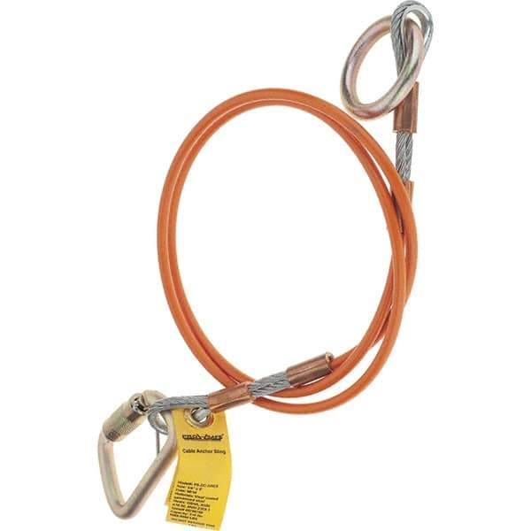 PRO-SAFE - 6' Long, D-Ring Anchor Sling - 350 Lb Capacity, Vinyl Coated Galvanized Steel Cable - Best Tool & Supply