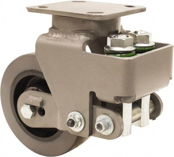 Hamilton - 6" Diam x 2" Wide, Polyurethane Mold on to Cast Iron Center Swivel Caster - 1,315 Lb Capacity, Top Plate Mount, 4" x 5" Plate, Sealed Precision Ball Bearing Bearing - Best Tool & Supply