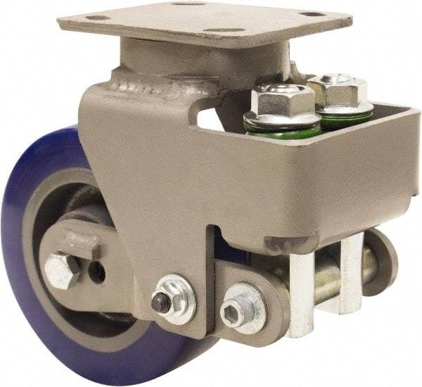 Hamilton - 6" Diam x 2" Wide, Polyurethane Mold on to Cast Iron Center Swivel Caster - 1,300 Lb Capacity, Top Plate Mount, 4" x 5" Plate, Sealed Precision Ball Bearing Bearing - Best Tool & Supply