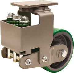 Hamilton - 6" Diam x 3" Wide, Polyurethane Mold on to Cast Iron Center Swivel Caster - 3,145 Lb Capacity, Top Plate Mount, 4-1/2" x 6-1/2" Plate, Sealed Precision Ball Bearing Bearing - Best Tool & Supply