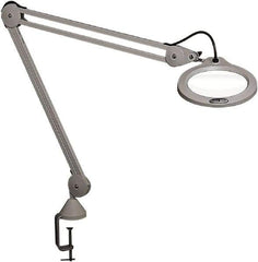 Vision Engineering - 30" Arm, Spring Suspension, Clamp Mount, LED, Light Gray, Magnifying Task Light - 10 Watts, 100-240 Volts, 2.25x Magnification, 5" Wide x 8" Long - Best Tool & Supply