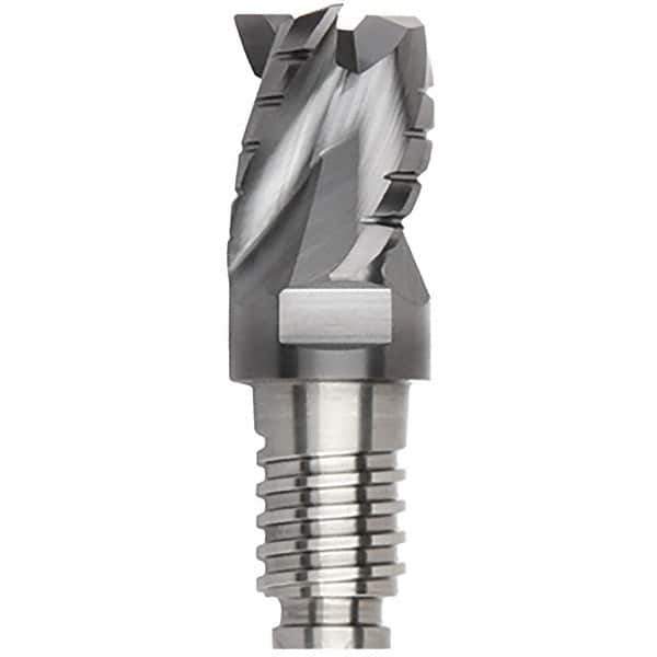 Kennametal - 3/4" Diam, 9/16" LOC, 3 Flute, 0.015" Corner Radius End Mill Head - Solid Carbide, AlTiN Finish, Duo-Lock 20 Connection, Spiral Flute, 35° Helix, Centercutting - Best Tool & Supply