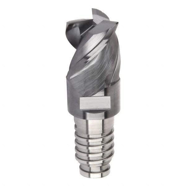 Kennametal - 12mm Diam, 9mm LOC, 3 Flute, 0.4mm Corner Radius End Mill Head - Solid Carbide, AlTiN Finish, Duo-Lock 12 Connection, Spiral Flute, 42, 45 & 48° Helix, Centercutting - Best Tool & Supply