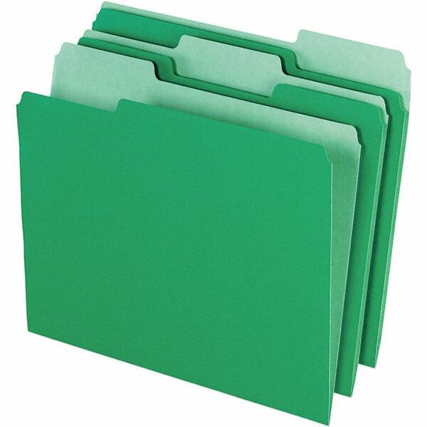 Pendaflex - 11-5/8 x 9-1/2", Letter Size, Green/Light Green, File Folders with Top Tab - 11 Point Stock, Assorted Tab Cut Location - Best Tool & Supply