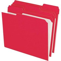 Pendaflex - 11-5/8 x 9-1/2", Letter Size, Red, File Folders with Top Tab - 11 Point Stock, Assorted Tab Cut Location - Best Tool & Supply