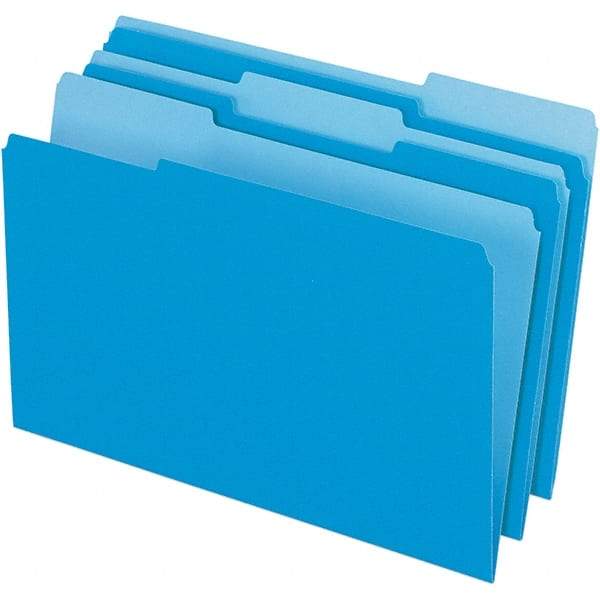 Pendaflex - 14-5/8 x 9-1/2", Legal, Blue/Light Blue, File Folders with Top Tab - 11 Point Stock, Assorted Tab Cut Location - Best Tool & Supply