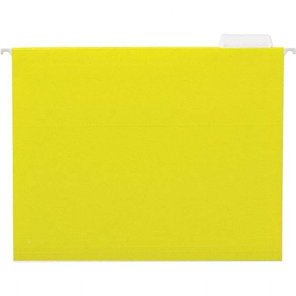 UNIVERSAL - 9-1/2x11-3/4", Letter Size, Yellow, Hanging File Folder - 11 Point Stock, 1/5 Tab Cut Location - Best Tool & Supply