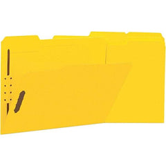 UNIVERSAL - 12-1/4 x 9-1/2", Letter Size, Yellow, File Folders with Top Tab - 11 Point Stock, Assorted Tab Cut Location - Best Tool & Supply