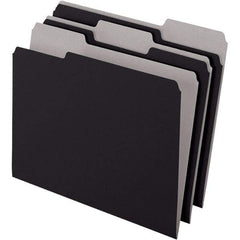 Pendaflex - 11-5/8 x 9-3/16", Letter Size, Black, File Folders with Top Tab - 11 Point Stock, Assorted Tab Cut Location - Best Tool & Supply