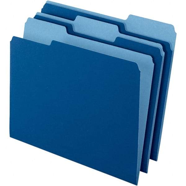 Pendaflex - 11-5/8 x 9-3/16", Letter Size, Navy Blue, File Folders with Top Tab - 11 Point Stock, Assorted Tab Cut Location - Best Tool & Supply