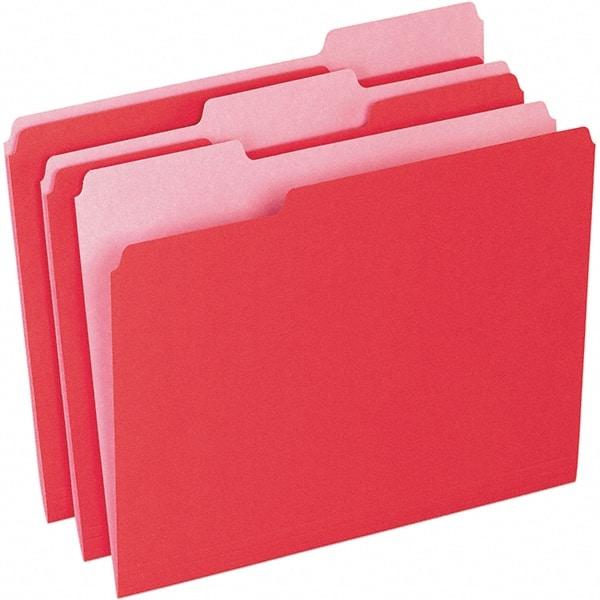 Pendaflex - 11-5/8 x 9-1/2", Letter Size, Red/Light Red, File Folders with Top Tab - 11 Point Stock, Assorted Tab Cut Location - Best Tool & Supply