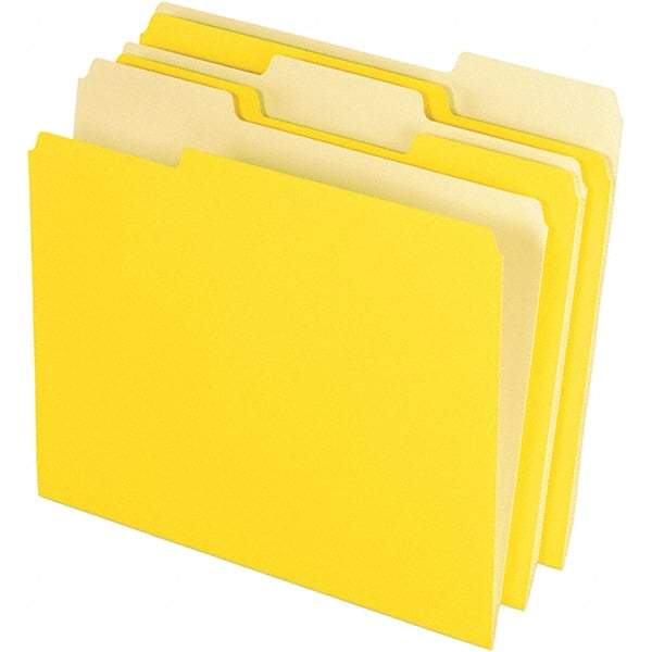 Pendaflex - 11-5/8 x 9-1/2", Letter Size, Yellow, File Folders with Top Tab - 11 Point Stock, Assorted Tab Cut Location - Best Tool & Supply