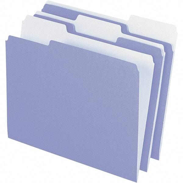 Pendaflex - 11-5/8 x 9-1/2", Letter Size, Lavender, File Folders with Top Tab - 11 Point Stock, Assorted Tab Cut Location - Best Tool & Supply