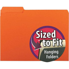 SMEAD - 11-5/8 x 9-3/16", Letter Size, Orange, File Folders with Top Tab - 11 Point Stock, Assorted Tab Cut Location - Best Tool & Supply