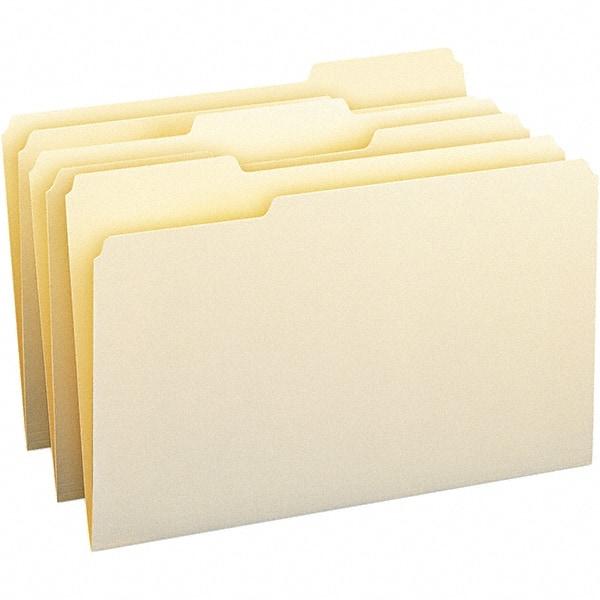 SMEAD - 14-3/4 x 9-1/2", Legal, Manila, File Folders with Top Tab - 11 Point Stock, Assorted Tab Cut Location - Best Tool & Supply