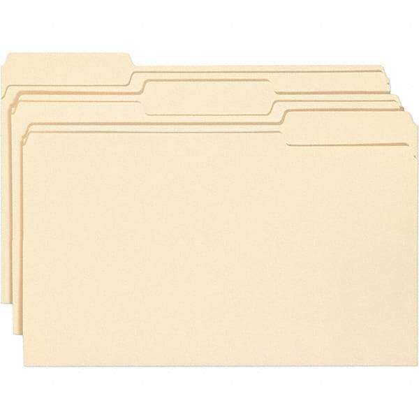 SMEAD - 14-3/4 x 9-1/2", Legal, Manila, File Folders with Top Tab - 11 Point Stock, Assorted Tab Cut Location - Best Tool & Supply