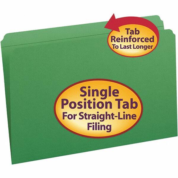 SMEAD - 14-3/4 x 9-1/2", Legal, Green, File Folders with Top Tab - 11 Point Stock, Straight Tab Cut Location - Best Tool & Supply