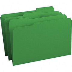 SMEAD - 14-3/4 x 9-1/2", Legal, Green, File Folders with Top Tab - 11 Point Stock, Assorted Tab Cut Location - Best Tool & Supply