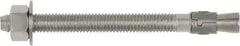 Powers Fasteners - 5/8" Diam, 5/8" Drill, 7" OAL, 3-3/8" Min Embedment Wedge Expansion Concrete Anchor - 316 Stainless Steel, Hex Head, Hex Drive, 5-1/2" Thread Length - Best Tool & Supply