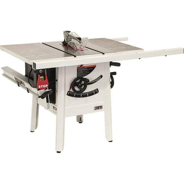 Jet - 10" Blade Diam, 5/8" Arbor Diam, 1 Phase Table Saw - 1-3/4 hp, 27" Wide, 115 Volt, 3-1/8" Cutting Depth - Best Tool & Supply