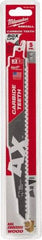 Milwaukee Tool - 9" Long x 1" Thick, Carbide Reciprocating Saw Blade - Tapered Profile, 5 TPI, Toothed Edge, Universal Shank - Best Tool & Supply