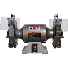 Jet - 8" Wheel Diam, 1 hp Bench Grinder - 5/8" Arbor Hole Diam, 1 Phase, 3,450 Max RPM, 115 Volts - Best Tool & Supply