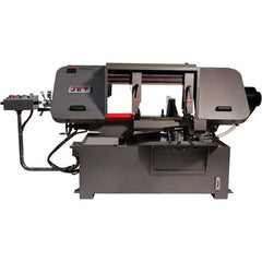 Jet - 19-1/4 x 4" Max Capacity, Semi-Automatic Variable Speed Pulley Horizontal Bandsaw - 90 to 370 SFPM Blade Speed, 230/460 Volts, 45 & 90°, 3 hp, 3 Phase - Best Tool & Supply