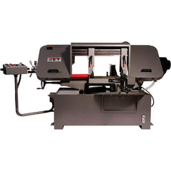 Jet - 19-1/4 x 4" Max Capacity, Semi-Automatic Variable Speed Pulley Horizontal Bandsaw - 90 to 370 SFPM Blade Speed, 230/460 Volts, 45 & 90°, 3 hp, 3 Phase - Best Tool & Supply