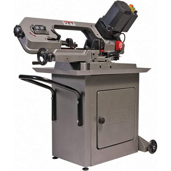 Jet - 5 x 6" Max Capacity, Manual Variable Speed Pulley Horizontal Bandsaw - 80 to 230 SFPM Blade Speed, 115 Volts, 45°, 1/2 hp, 3 Phase - Best Tool & Supply