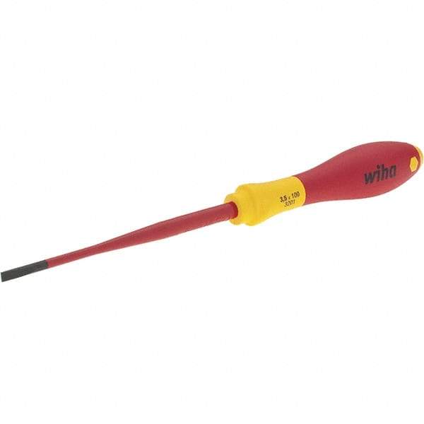 Wiha - 3.5mm Blade Width, Slotted Screwdriver - 100mm Blade Length, Impact & Chemical Resistant Handle - Best Tool & Supply