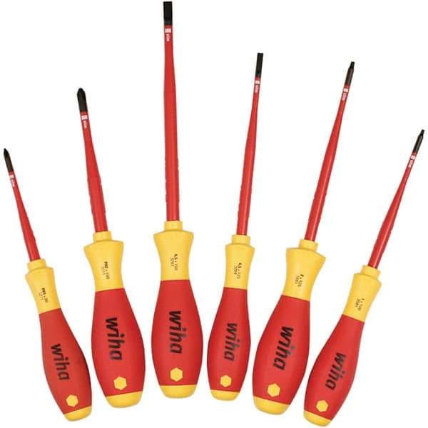 Wiha - 6 Piece Slotted, Phillips & Square Screwdriver Set - Bit Sizes: Philips #1 & #2, Comes in Box - Best Tool & Supply