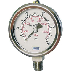 Wika - 4" Dial, 1/4 Thread, -1-10 Scale Range, Pressure Gauge - Lower Connection Mount, Accurate to 1% of Scale - Best Tool & Supply