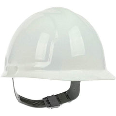 PRO-SAFE - ANSI Type I, Class E Rated, 4-Point, Pin Lock Adjustment Hard Hat - White, Standard Brim - Best Tool & Supply